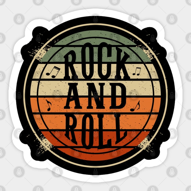 Rock and Roll - Retro Design Sticker by Merilinwitch